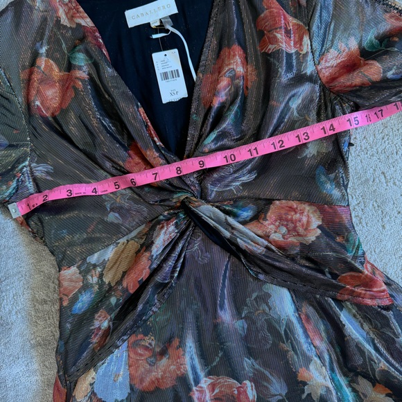 Anthropologie Caballero Metallic Floral Deep V-Neck Maxi Dress Brown Motif - Picture 8 of 16